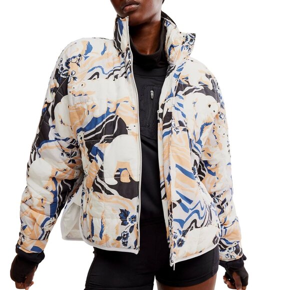 Free People Pippa PrimaLoft® Printed Packable Puffer Jacket Insulated NWT $228 S - Picture 1 of 14